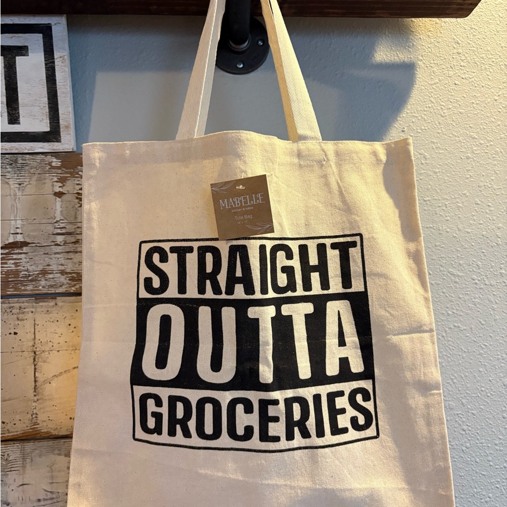 Mabelle “Straight Outta Groceries” 100% Cotton Canvas Tote Bag, 14”x16”, BNWT